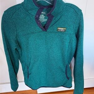 L.L. Bean Teal and Navy Cowl Neck Sweater